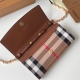 2024.03.09P500 (Top Original Quality) Burberry Horseferry Checkered Leather Chain Decoration Wallet ➰ 【 B • Home 】 Original order~Comes with chain embellished leather shoulder straps. This product can be used as a small handbag alone, or as a wallet to be