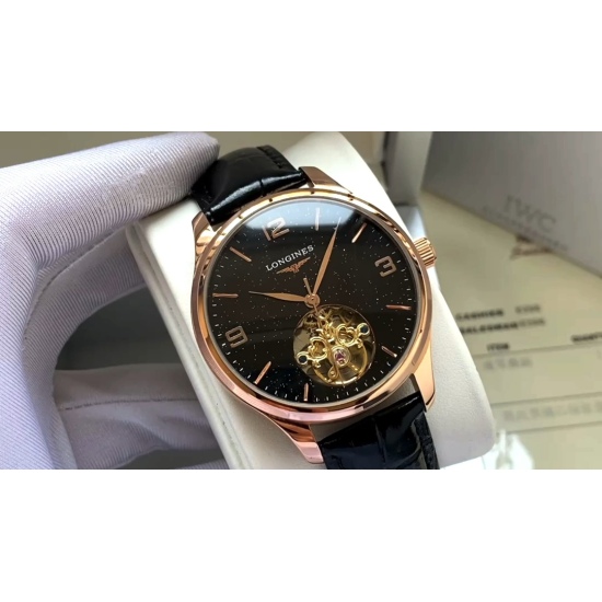 20240408 570. Special recommendation for the most beautiful gradient color starry sky surface [brand new design elegant and atmospheric] Longines men's fully automatic mechanical movement mineral reinforced glass 316L stainless steel case leather strap fo