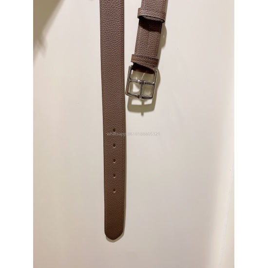 2023.08.07 Hermès Clemence small bull leather men's belt, with palladium plated belt buckle, decorated with H detail 3.5cm