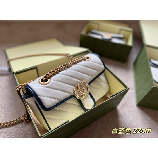 2023.10.03 205 210 with box size: 22 * 13cm 26 * 14cmGG diamond blue and white color matching is too beautiful. This color is good, elegant, high-quality, cost-effective, and high-quality cowhide ✔