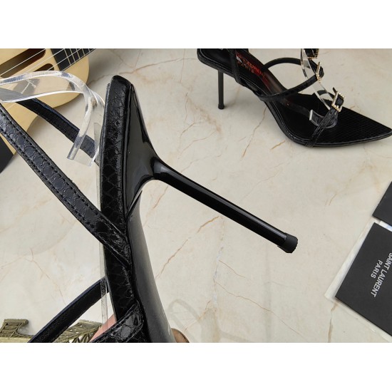 20240403 270 [Saint Laurent] Saint Laurent, Slim Heel Sandals 2023 Early Spring Counter synchronized with the latest models, YSL, rhinestone buckle decoration, classic and beautiful masterpiece counter, the hottest spring and summer collection, combining 