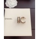 2023.07.23 ch * nel's latest black leather letter earrings are consistent with Z brass material