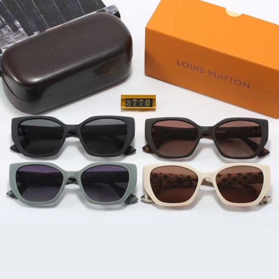 20240330 24 New Brand: LV. Model: 3770. Men's and women's sunglasses, Polaroid lenses, fashionable, casual, simple, high-end, atmospheric, 4-color selection, 205825