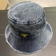 two hundred and twenty million two hundred and forty thousand four hundred and one p70pr@da 2024 Prada denim inverted triangle baseball cap in star washed denim color, the same style as the runway, the fabric is soft and comfortable, versatile and casual,