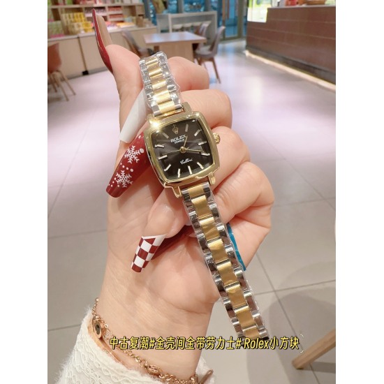 20240408 steel strip 165, Rolex # new low-key luxury women's antique watch, small square watch Swiss quartz movement, alloy material and platinum plating, overall texture and temperament have changed, exquisite feeling up! Paired with a compact shell shap