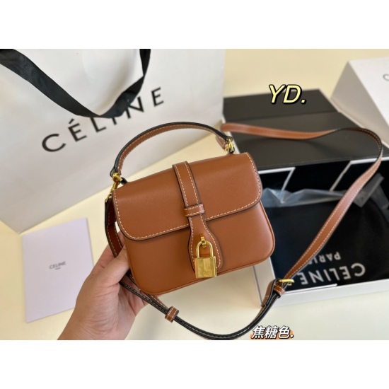 2023.10.30 P230 (Folding Box) size: 1612.5 Celine Celine 23 New Product TABOU Mini Lock Head Bag Flip Cover with Decorative Lock Buckle, Snap Open Double Layer Organ Style Partition ➕ Handheld design meets the demand for exquisite girl capacity ‼ Super su