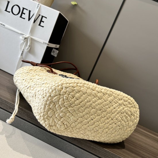 20240325 Original Order 730 Extra 830 Lo * we Illaca Palm Fiber and Cow Leather Anagram Basket Handbag * A traditional basket handbag * featuring a classic hand woven body, tubular cowhide strap and top handle * and a piece of cowhide Anagram embossed pat