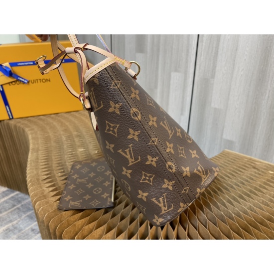 20231125 Internal Price P490 Top Original Order [Exclusive Background] M40995 Small Old Flower Apricot Color [Taiwan Goods] All Steel Hardware ✅ Classic Shopping Bag 29cm LV Louis Vuitton New Neverfull Small Handbag has a sleek and classic design, making 