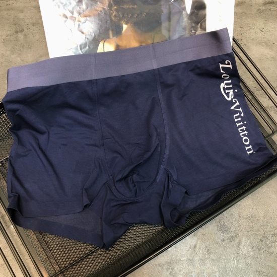 2024.01.22 New LOUIS VUITTON LV Louis Vuitton Original Quality, Boutique Boxed Men's Underwear! Foreign trade foreign orders, high-quality, ice silk seamless cutting technology with scientific matching of 86% nylon+14% spandex silk, smooth, breathable and