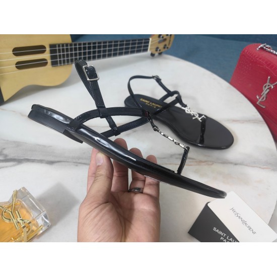 20240403 250 [Saint Laurent] Saint Laurent, Tablet Clamping Sandals 2023 Early Spring Counter synchronized with the latest models, YSL, Logo letter diamond buckle decoration, classic and beautiful masterpiece counter, the hottest spring and summer collect