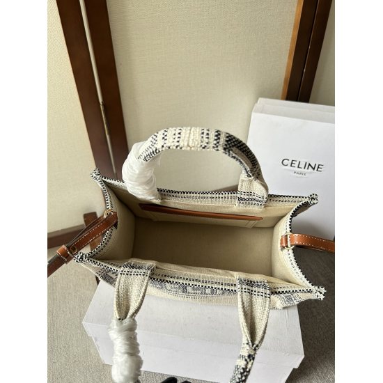20240315 P730 new product launch: CABAS THAIS small Celine jacquard striped woven fabric: handbag/shoulder bag/crossbody bag! This bag is the latest season limited tote The use of fabric is more durable and comfortable compared to leather and grass weavin