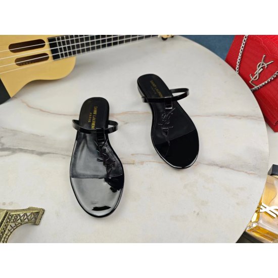 20240403 230 [Saint Laurent] Saint Laurent, Flat Clamping Sandals 2024 Early Spring Counter synchronized with the latest models, YSL, Logo letter diamond buckle decoration, classic and beautiful masterpiece counter, the hottest spring and summer collectio