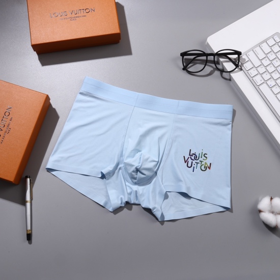 2024.01.22 New LOUIS VUITTON LV Louis Vuitton Original Quality, Boutique Boxed Men's Underwear! Foreign trade foreign orders, high-quality, seamless cutting technology counter custom imported mulberry silk fabric, smooth, breathable and comfortable! Styli