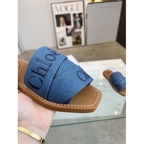 20240414 Chloe's latest cowhide cross Roman slippers are not just ordinary canvas embroidery, original private molds, high-density rubber foam soles, artificial Goodyear techniques, thread threading, and a small cowhide cushion filled with grooves in the 
