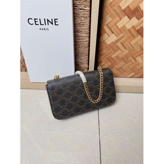 20240315 p710 New Product Launch | CELINE 2022 Spring/Summer New Release Leather Buckle Chain Underarm Bag. The highlight of the new release is the replacement of the classic metal Arc de Triomphe with a three-dimensional leather buckle relief Arc de Trio