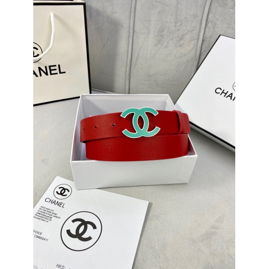 On December 14, 2023, Chanel women's belt with a width of 3.0cm features a new soft imported calf leather gold silver ground rubber metal buckle.