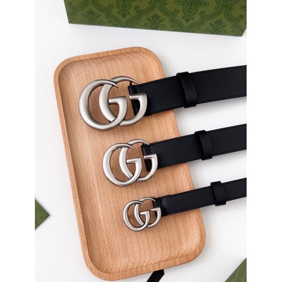 Gucci. Gucci Full Package Special Container Goods Classic Belt with Double Sided Head Layer Cowhide Belt Body and Vacuum Electroplated Button Head, 【 Width cm 2.0/3.0/4.0 】 Available for Selection, Fitted and Versatile!