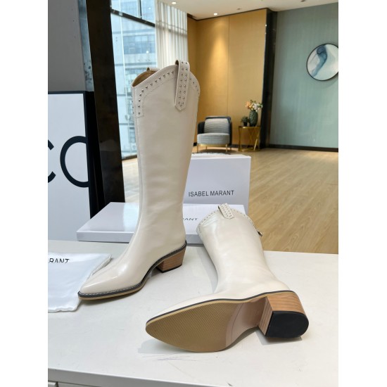 2024.01.05 400 [ISABEL MARENT] Isabelle 2023 Autumn/Winter Classic Online Popular Long Boots An essential and simple boot that expresses the brand of a pair of boots in a minimalist style. It is made of whole horse oil leather and has a soft and breathabl