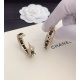 2023.07.23 ch * nel's latest black leather studded diamond ear hook is made of consistent Z brass material