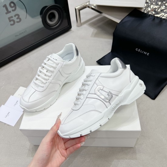 20240407 Factory price 260 Celine Celine Siline new casual shoes, German training sports shoes, small white shoes. We have purchased a pair of shoes that are full of street feel from the counter. The latest big C design is very impressive. This shoe has i