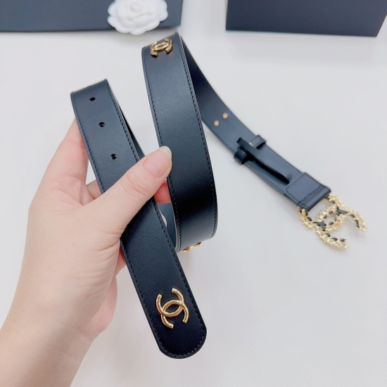 2023.12.14 3.0cm Chanel official website new model, double-sided original calf leather, length 75.80.85.90.95.100.105.110 euros, metal hardware original mold customization