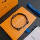 2023.07.23 High quality Louis Vuitton LV leather bracelet Original single item counter New model Retro trend Fashion must-have for both men and women can wear Couple style The same rock punk Thai silver style Retro elements Fashion versatile official webs