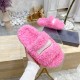 20240410 Factory price 210 (high quality) Running price Balenciaga autumn and winter trendy woolen slippers with letter pattern on the upper and embroidered logo technology! Full of luxury! Extremely beautiful on the feet Fabric: Sheep curly wool (very so
