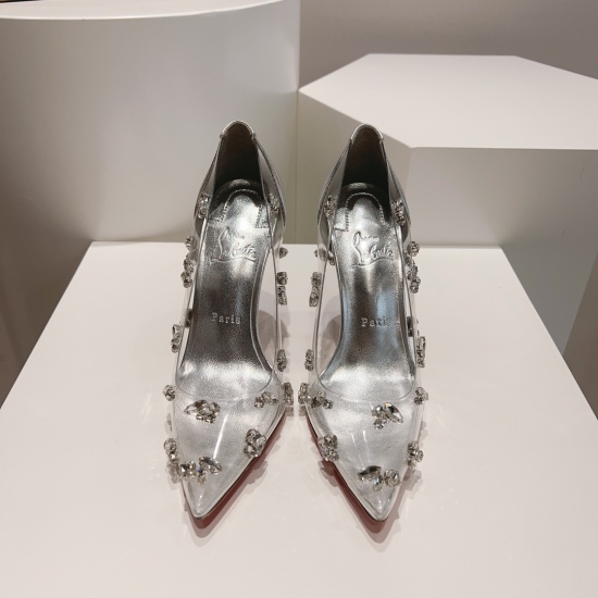 2024.01.17 P370 Christian Louboutin | 2023s Original Made Heavy Industry CL Classic DEGRAQUEEN Crystal High Heels~ ❤ Upper: Made of transparent PVC upper paired with the latest large and eye-catching Swallow rhinestones, hand sewn, luxurious and charming,