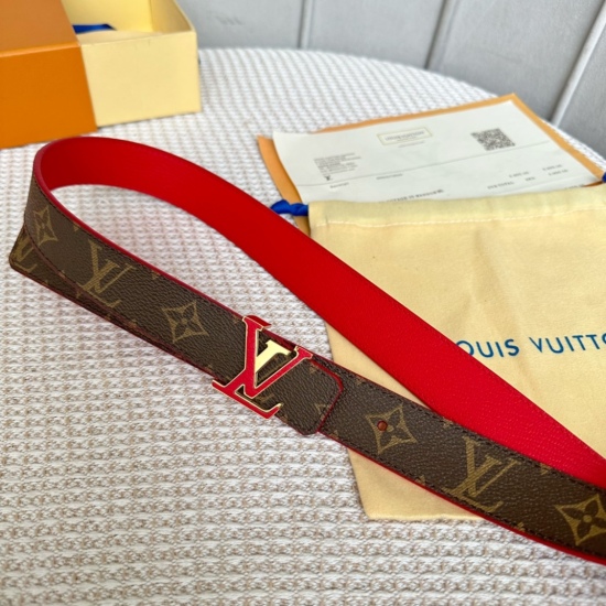 Width: 30mm LOUIS VUITTON Overseas Purchase Original Order Authentic Comes Made in Spain - Classic Double sided Design with One to Two Mon Organ Canvas Leather Belt Imported Litchi Calfskin Lining Shiny and Exquisite Buckle Double sided: Available in mult