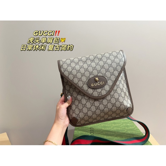 2023.10.03 P195 box matching ⚠️ Size 26.26 Kuqi GUCCI Tiger Head Shoulder Bag is an ideal choice for daily casual wear for boys~Practical and versatile, perfect for carrying personal items~The fabric is wear-resistant and scratch resistant, suitable for b
