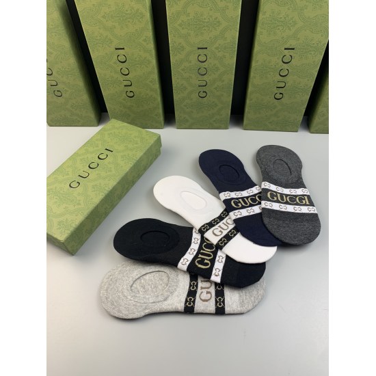 2024.01.22 Spring New Product GUCCI (Gucci) Counter Synchronized Style [proud] Smart] Pure cotton quality, comfortable on the feet [good] Strong sweat absorption and breathability [strong] [strong] One box of 5 pairs with O-shaped design that won't fall o