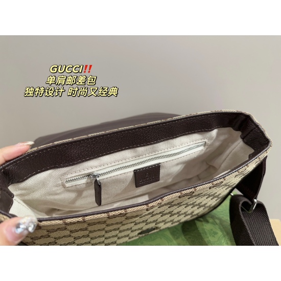 2023.10.03 P195 folding box ⚠️ Size 27.16 Kuqi GUCCI One Shoulder Postman Bag Unique Design Fashionable and Classic, Super Versatile for Daily Commuter Use, Unisex Fit, A and Sassy Top