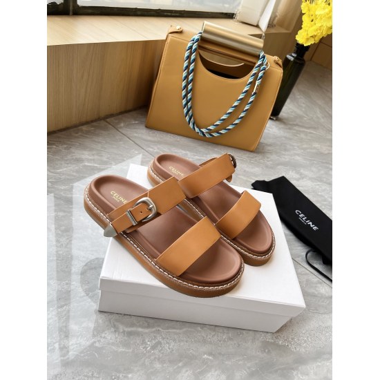 20240414 CELlNE Retro Roman Thick Sole Shoes and Slim Slim Slippers, Comfortable to Wear with Slim Pants and Skirts, FUlOMPHE Rubber Outsole Size 35-42, P220