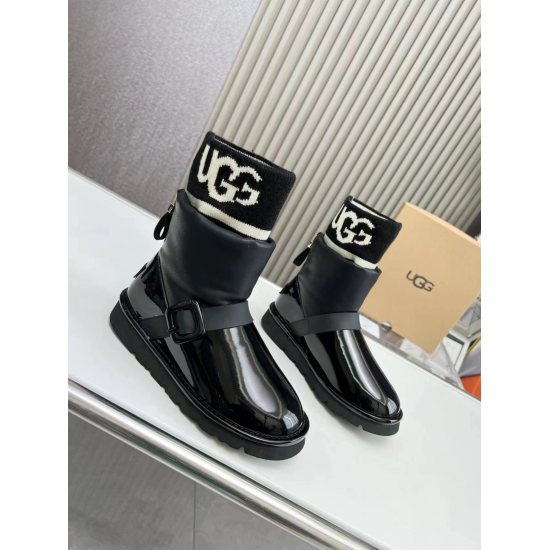 twenty million two hundred and thirty thousand nine hundred and twenty-three ❤ P260 2023 UGG New One Shoe Two Snow Boots! Bling Bling ✨✨ Series, the upper is made of imported and anti freeze crack imported patent leather. The shoe barrel is made of unique