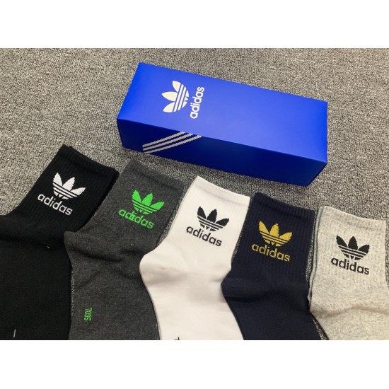 2024.01.22 adidas ☘️ (Adidas Clover) Same style on the official website, available in various counters [color] [color] Pure cotton quality, comfortable and breathable [clever] [clever] One box of 5 pairs