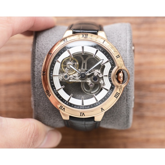 20240408 500 Men's Favorite Hollow out Watch ⌚ [Latest]: Cartier's Best Design Exclusive First Release [Type]: Boutique Men's Watch [Strap]: Real Cowhide Watch Strap [Movement]: High end Fully Automatic Mechanical Movement [Mirror]: Mineral Reinforced Gla