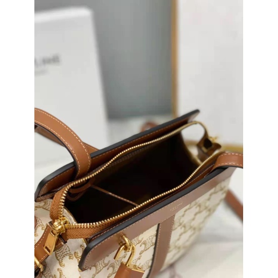 20240315 P770 [CL Home] New Cabas de France shoulder bag handbag, TRIOMPHE CANVAS logo print, cowhide leather edging, open zipper opening and closing with hanging style, adjustable shoulder strap length, model: CL191992, size: 19 ✖️ sixteen ✖️ 11 cm