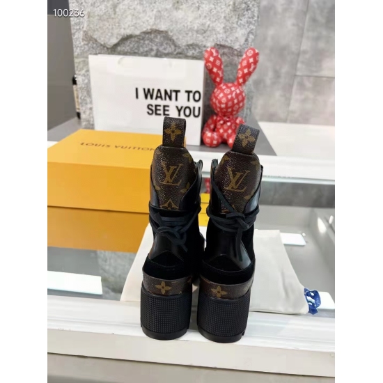 20230923 P270. Comes with full packaging! Louis Vuitton LV Women's Lace up Short Boots Full Leather Thick Heel Thick Sole Martin Boots French OEM Original 1:1 Reproduction! The material is authentic! All made of 100% genuine leather! The sole is of high-q