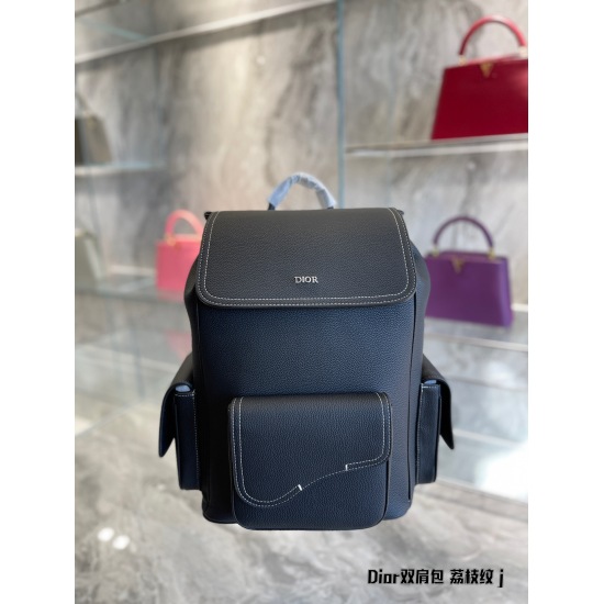 2023.10.07 P240 Dior/Dior Black Grain Leather Saddle Backpack Backpack Counter Latest Imported Canvas with Calfskin Original Order Quality Official Website Synchronized Original Hardware Colorless Quality Guarantee ❤ Ultra foreign and practical ❤ Easy to 