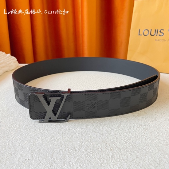 December 14, 2023 LV. Louis Vuitton full set packaging 40mm width genuine cast hardware steel buckle, original leather material double-sided, original custom cowhide fabric, can be used on both sides