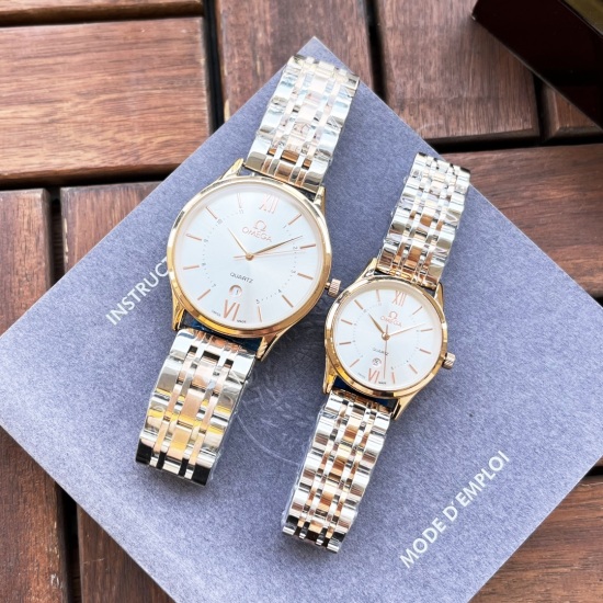 20240408 White shell 190, Rose gold 210, Steel strip+20. [Elegant, Fashionable, Classic, Hot Selling] Omega Omega Couple Watch Imported Quartz Movement Mineral Reinforced Glass 316L Precision Steel Case Leather/Precision Steel Band Fashionable Design Eleg