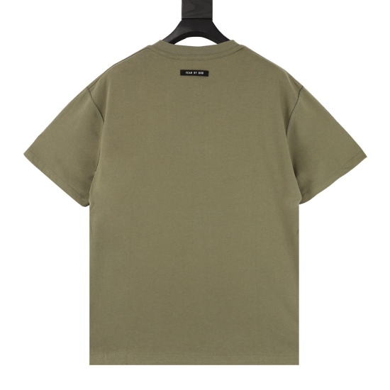 20240405 130FEAR OF GOD Season 6 Main Line FG Letter Short sleeved T-shirt Double Yarn 100% Cotton Enzyme Wash Hair Removal After Water Wash Weight at 260g All Tailored Weaving and Dyeing No Color Difference Water Slurry Printing Difference Ordinary Adhes