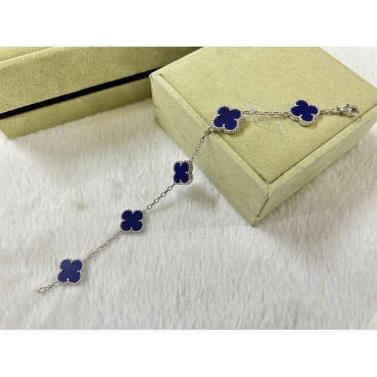 20240411 BAOPINZHIXIAOVCA Vanke Yabao Five Flower Lapis lazuli Stone Bracelet White Gold Rose Gold Gold Gold Gold 40