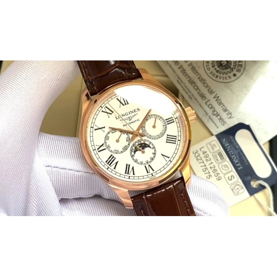 20240408 540, Latest Recommendation, First Online: Longines ‼️ The retro series features a six needle lunar phase wristwatch with a simple and elegant appearance, showcasing a calm and dignified demeanor! 1. The size of the watch is 40X12 millimeters. Swo