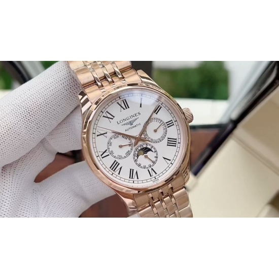 20240408 560, Latest Recommendation, First Online: Longines ‼️ The retro series features a six needle lunar phase wristwatch with a simple and elegant appearance, showcasing a calm and dignified demeanor! 1. The size of the watch is 40X12 millimeters. Swo