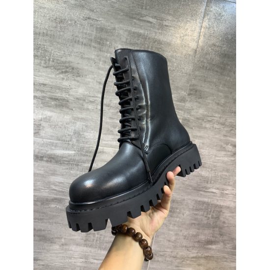 20240410 2022 Latest Balenciaga STRIKE Top Edition Balenciaga Strake Thick Sole Derby Lace up Boots, Casual Big Head Shoes, Original Big Sole One to One Mold, Full True Line of Big Sole, Non market Women's Size Big Sole, Imported Cow Leather Fabric, Padde
