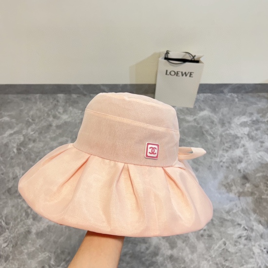 20240413 Special P60 with Dust Bag [CHANEL Chanel] 2024 New Large brim Cotton and Hemp Sunshade Fisherman Hat~Simple and atmospheric sun protection design, foldable