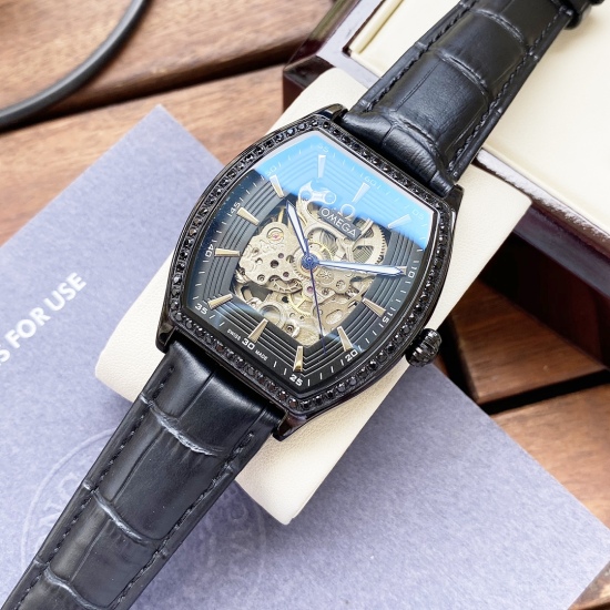 20240408 Unified 600. [Classic Hollow Elegant and Atmosphere] Omega Omega Men's Watch Fully Automatic Mechanical Movement Mineral Reinforced Glass 316L Precision Steel Case with Genuine Leather Strap New Style Business Essential Size: Diameter 42mm Thickn