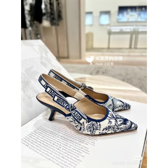 20240403 Latest Dior Cotton Embroidered Sandals with Padded Feet in Sheepskin 35 to 42 Rubber Soles P245 Genuine Leather Soles P275