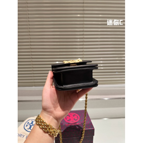 2023.11.17 Gift Box P220 Cowhide Tory Burch/Tory Burch Ultra Mini Chain Bag Original Single Mold Customization Hardware Lining Hollow out Logo with Origin Label Imported Fabric, Super Good Hand Feel and Durable! Liangze Hardware Colorless One Shoulder Cro
